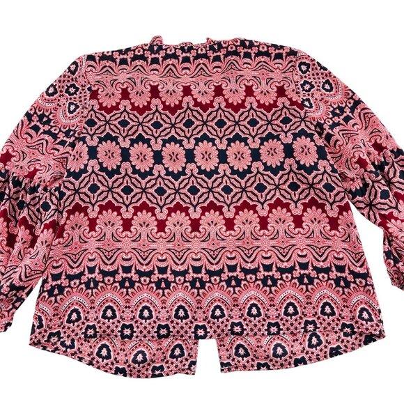 The Limited Womens‎ Paisley Long Sleeve Button-Up Blouse Size PL Red & Navy - Picture 5 of 6